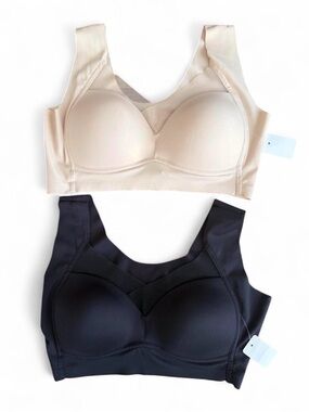 NWOT - 2 Bralettes Seamless Comfort Molded Cup Bra - Black & Beige Size M